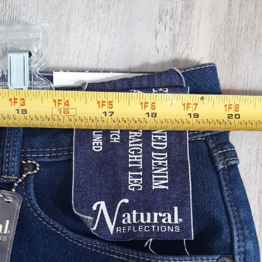 Natural Reflections Fleece Lined Jeans Relaxed Straight Leg Dark Wash Sz 16 New - Picture 8 of 11